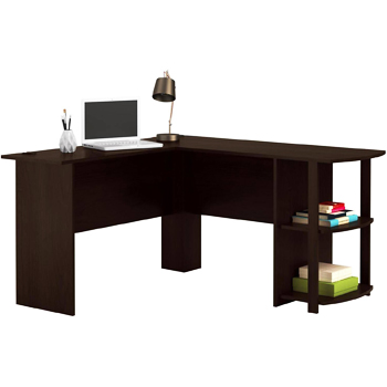 Ameriwood Home Office L Shaped Desk with 2 Shelves and Dark Cherry Finish