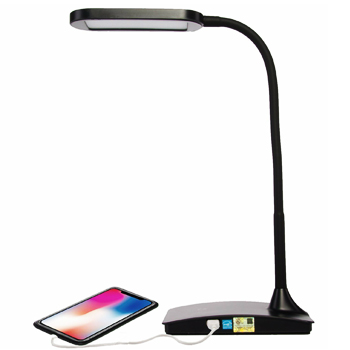 TW Lighting IVY 40BK LED Desk Lamp with USB Port, Touch Switch, Black
