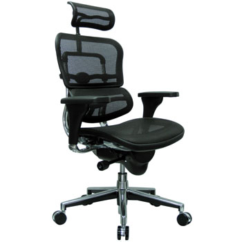 Ergohuman High Back Swivel Chair with Headrest Black Mesh Chrome Base