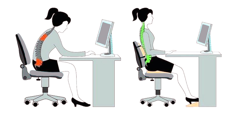 choosing a back support for office chair: posture graphic